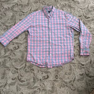 Men's Pink and Blue Checkered Shirt